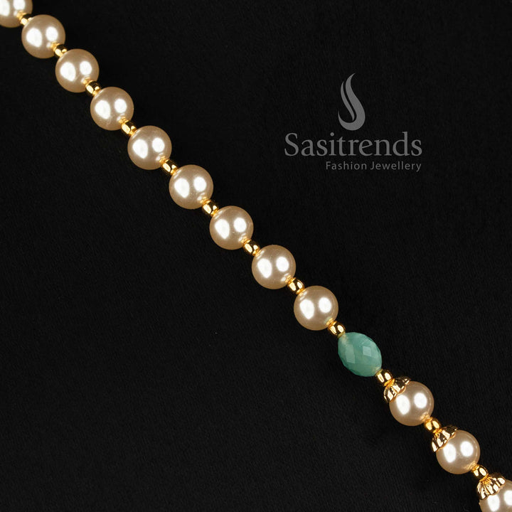 Micro Gold Plated Pearl Chain Medallion Jewellery Set for Women - Sasitrends