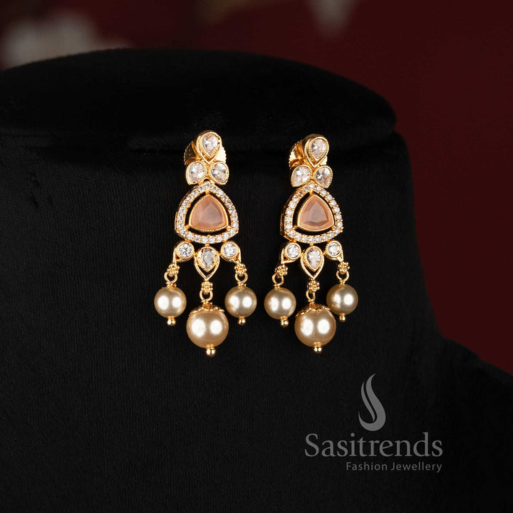 One Gram Micro Gold Plated Pearl Statement Necklace for Wedding and Festive Wear - Sasitrends