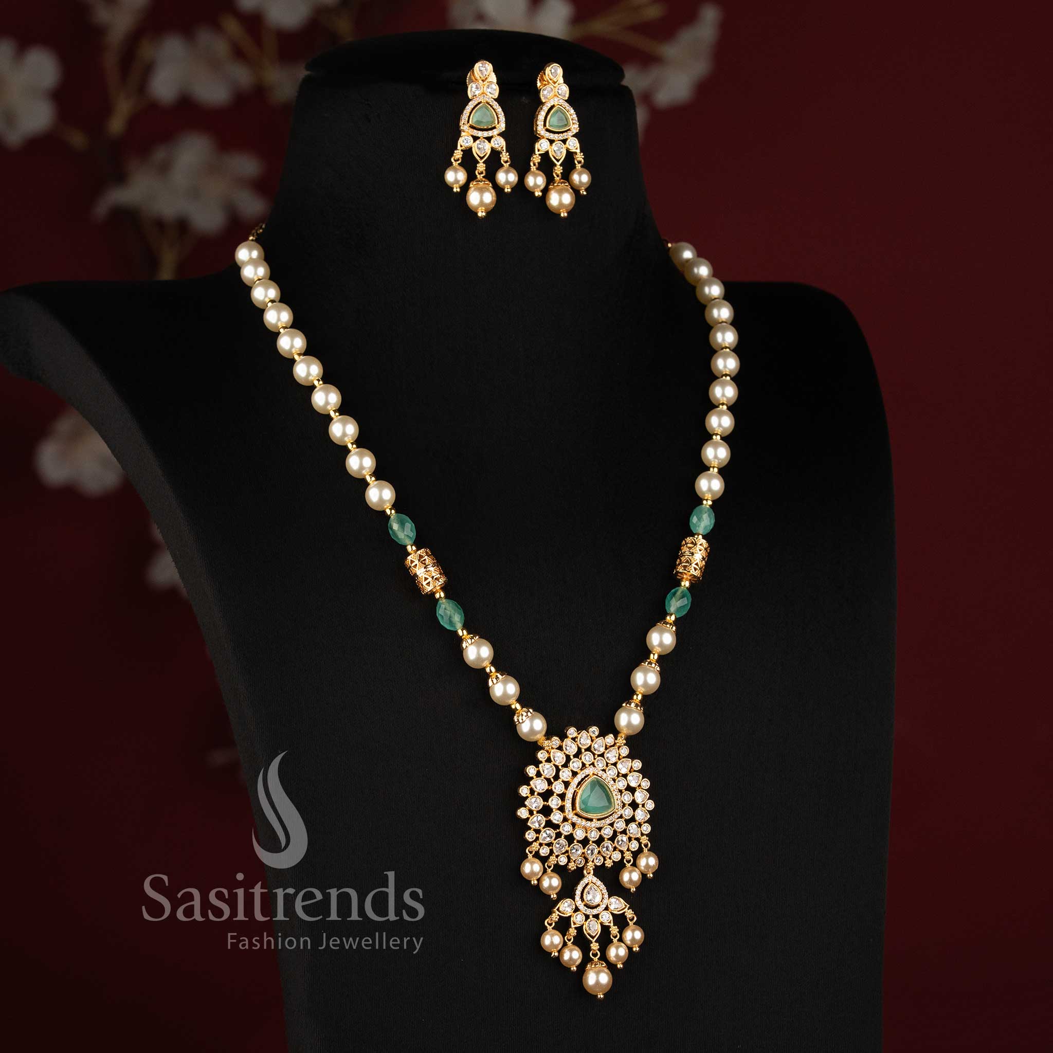 Micro Gold Plated Pearl Chain Medallion Statement Pendant Necklace - Sasitrends