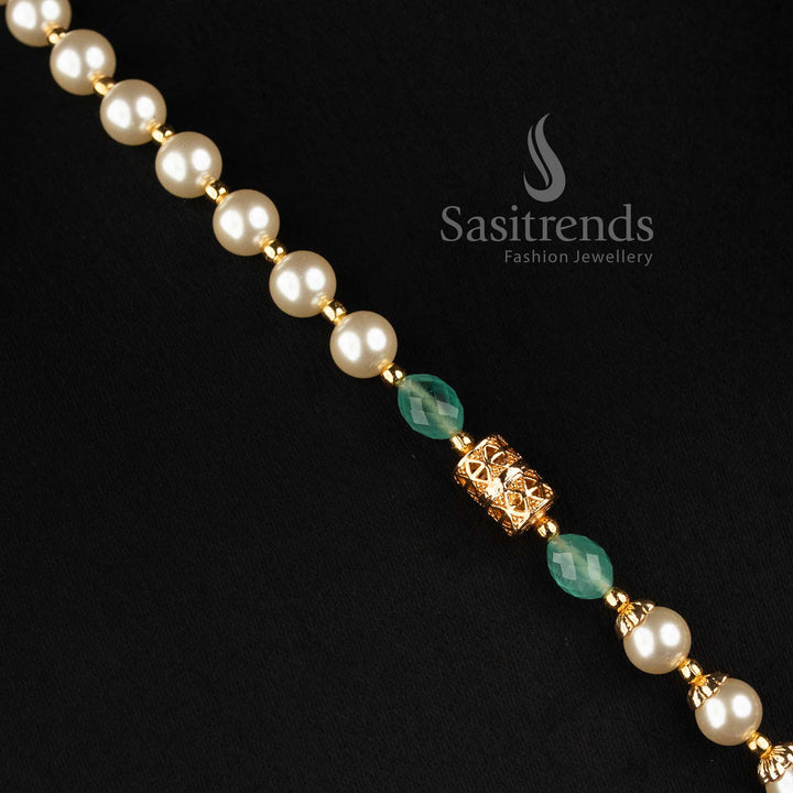 Micro Gold Plated Pearl Chain Medallion Statement Pendant Necklace - Sasitrends