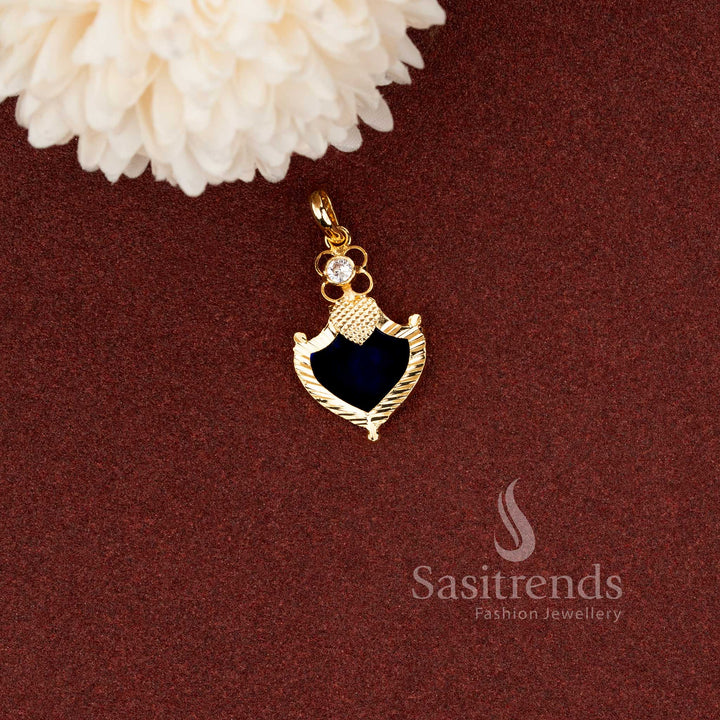 Sasitrends Kerala traditional blue Palakka pendant with elegant micro gold plated finish perfect for festive wear cultural occasions and Kerala saree styling