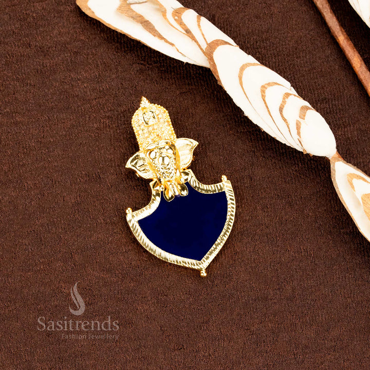Kerala Traditional Micro gold plated Vinayagar Elephant Head blue Palakka Pendant – Sasitrends