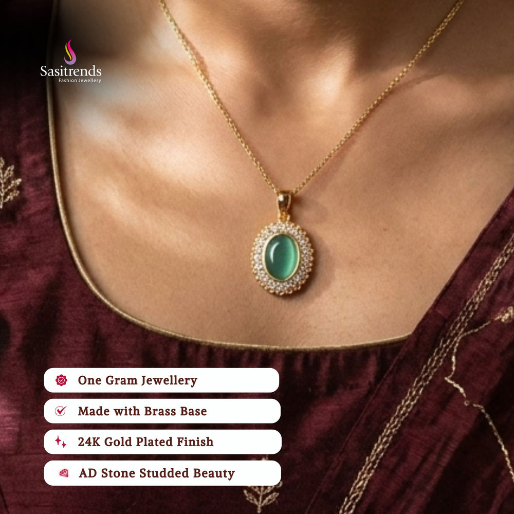 Guaranteed Micro gold plated AD stone pendant model image - Sasitrends