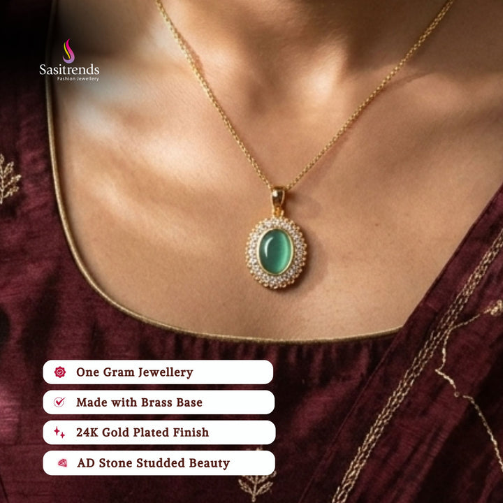 Guaranteed Micro gold plated AD stone pendant model image - Sasitrends