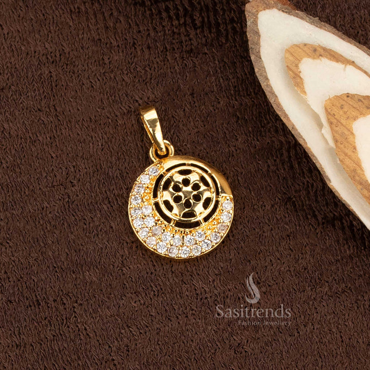 Eye Catching Micro Gold Plated AD Stone Studded Round Floral Mesh Pendant Dollar – Real Gold Look Guaranteed - Sasitrends
