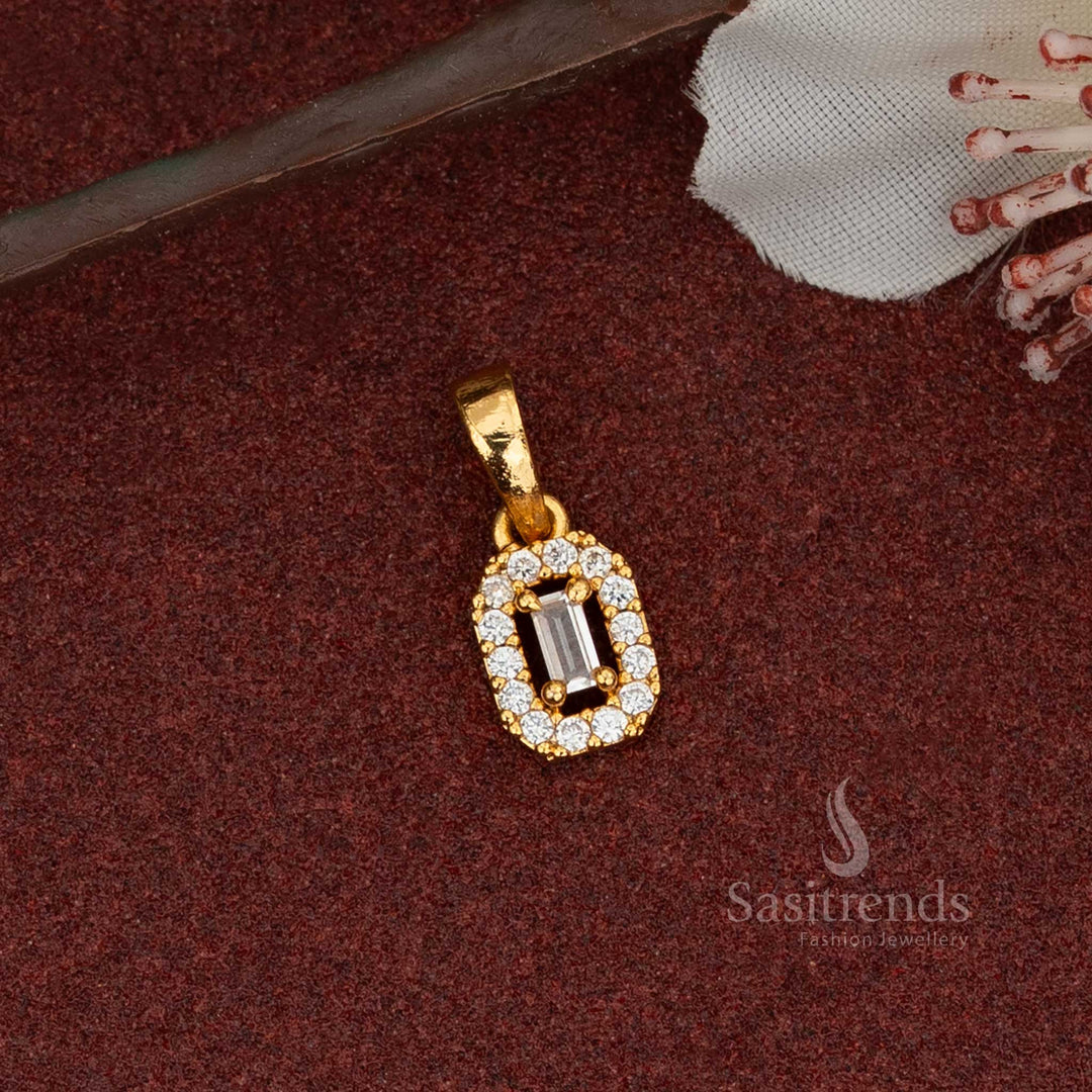 Oval halo dollar pendant with baguette-cut AD stone – Sasitrends