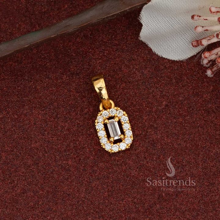 24K pure micro gold plated baguette-cut centre AD pendant – one gram guaranteed - Sasitrends