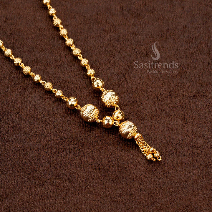 Majestic micro gold plated ball pattern necklace (18 inches) – an antique-finish masterpiece for timeless elegance - Sasitrends