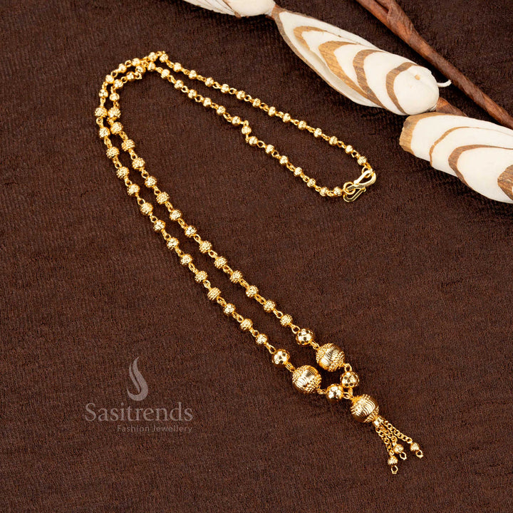 An elite micro gold plated 18-inch ball pattern necklace – luxurious one gram jewellery for ethnic fashionistas - Sasitrends