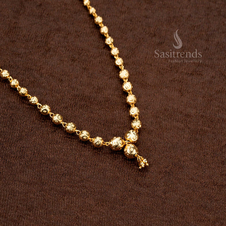 Gorgeous micro gold plated 18-inch necklace – a ball pattern design that radiates elegance and tradition - Sasitrends