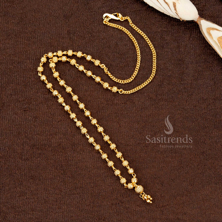Grand and festive, this micro gold plated ball pattern necklace (18 inches) is an eye-catching piece of one gram jewellery - Sasitrends