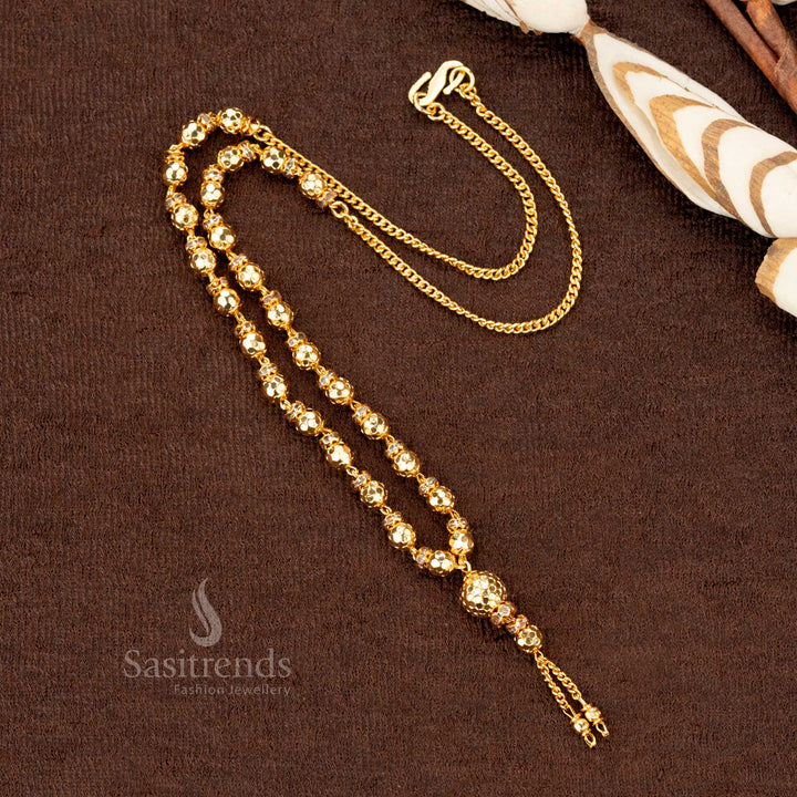 Stunningly luxurious micro gold plated 18-inch necklace in a rich ball pattern – one gram jewellery for a royal appearance - Sasitrends
