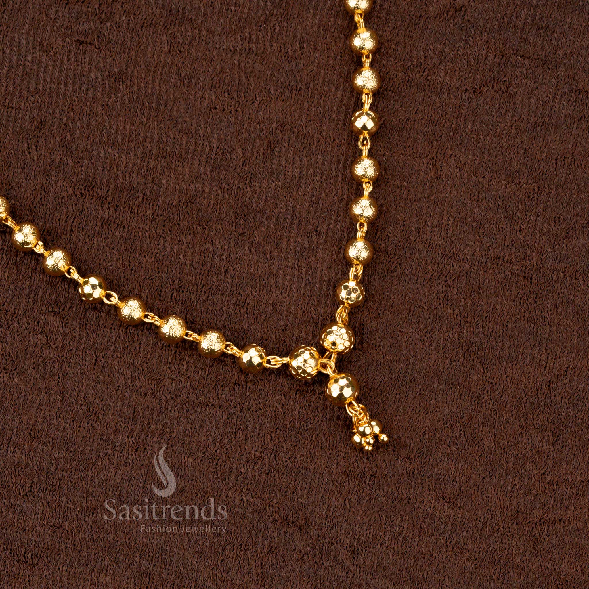 A masterpiece micro gold plated ball pattern necklace (18 inches) – a classic touch to your festive jewellery collection - Sasitrends