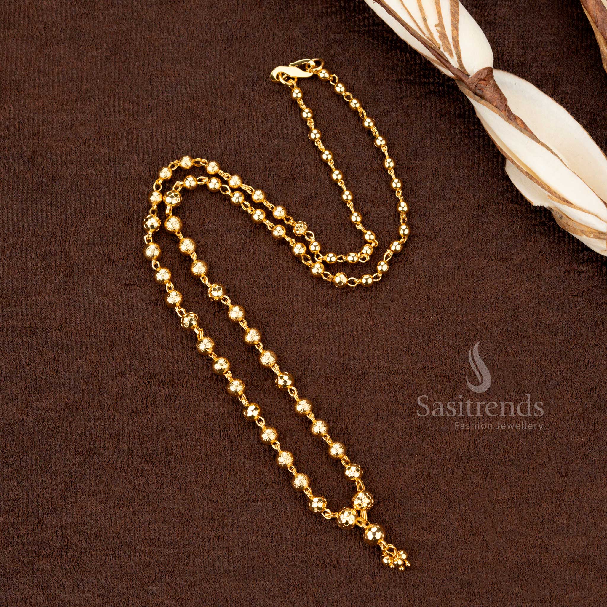 Authentic and sophisticated micro gold plated ball pattern necklace – a premium 18-inch ethnic jewellery piece - Sasitrends