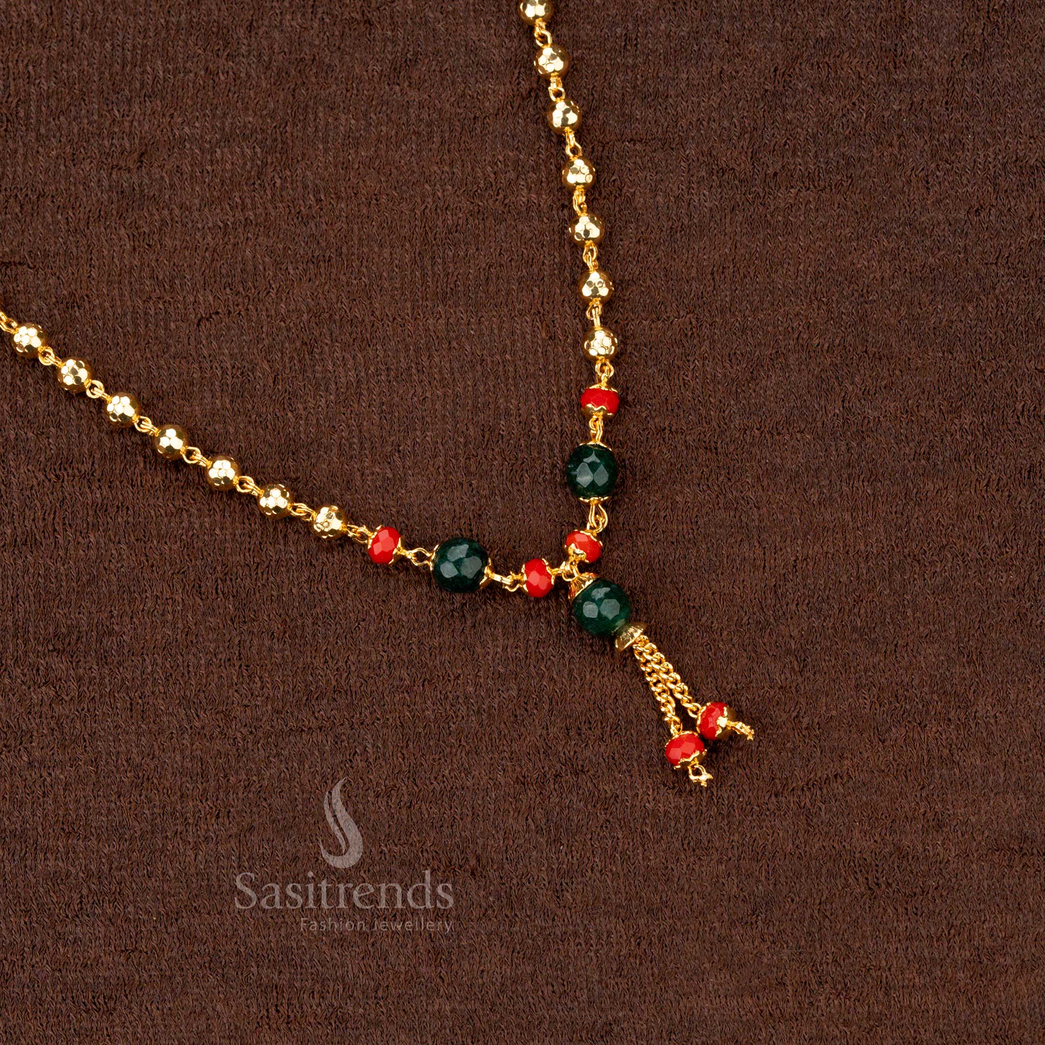 Radiant micro gold plated ball pattern necklace (18 inches) – a statement piece of one gram jewellery for ethnic fashion lovers - Sasitrends