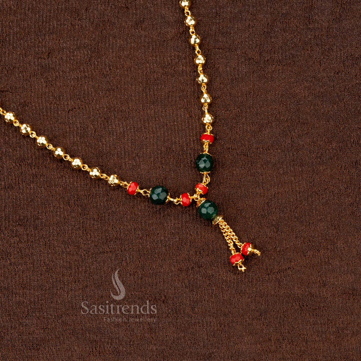 Radiant micro gold plated ball pattern necklace (18 inches) – a statement piece of one gram jewellery for ethnic fashion lovers - Sasitrends