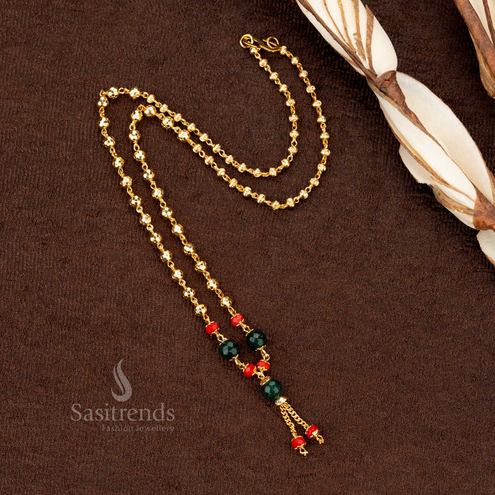 Shimmering and festive-ready micro gold plated 18-inch ball pattern necklace – beautifully crafted One Gram Jewellery - Sasitrends
