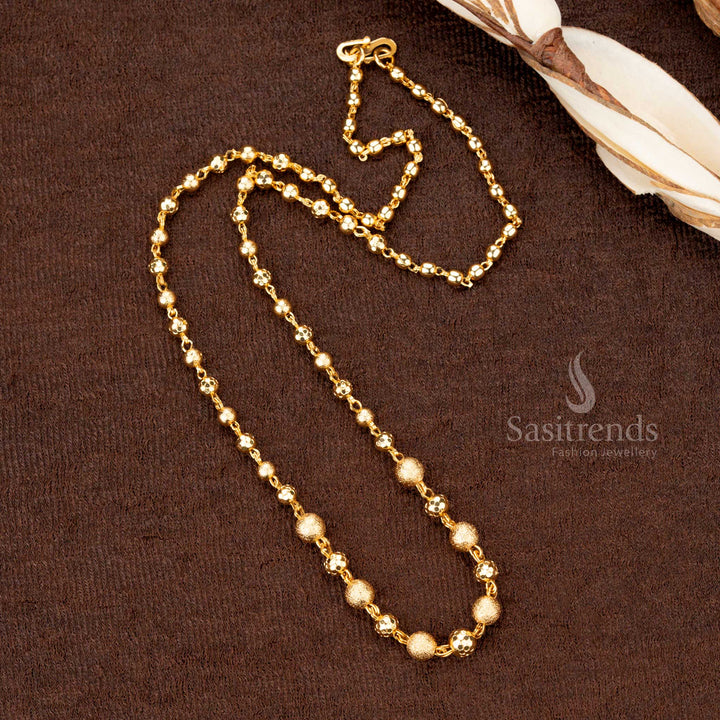 Traditional temple-style micro gold plated necklace in a ball pattern – 18 inches of elegance and grace - Sasitrends