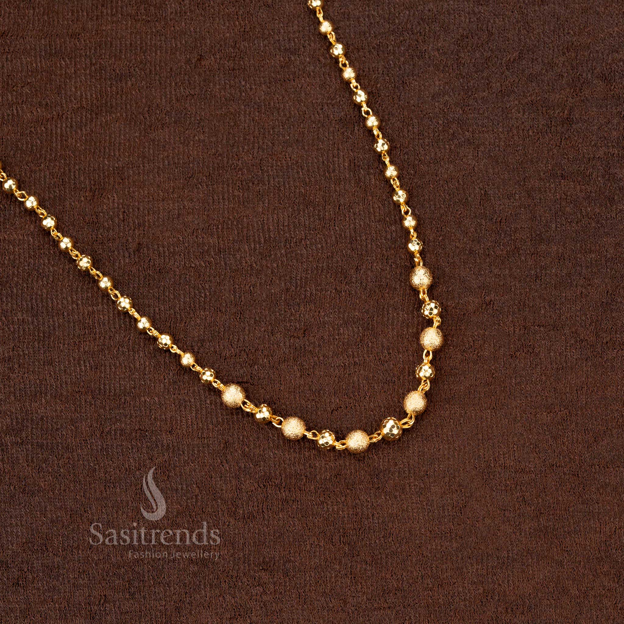 A timeless beauty – micro gold plated 18-inch ball pattern necklace with high-quality finish, perfect for cultural wear - Sasitrends