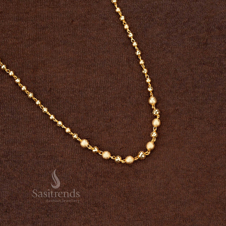A timeless beauty – micro gold plated 18-inch ball pattern necklace with high-quality finish, perfect for cultural wear - Sasitrends
