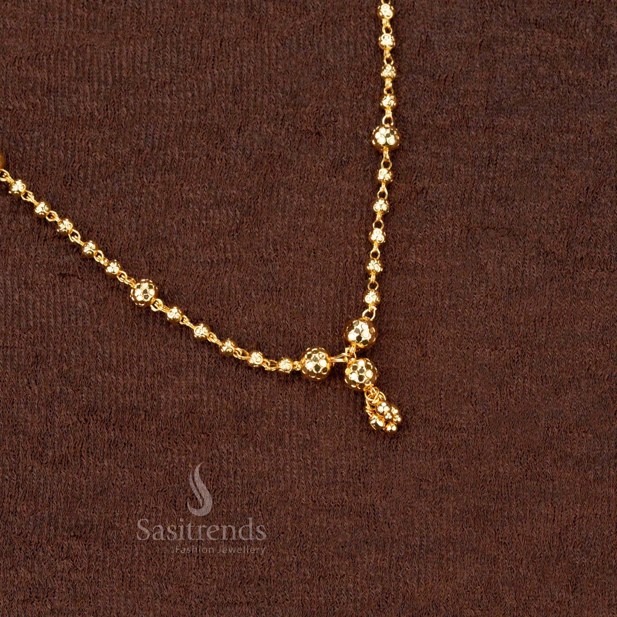 Exquisite handcrafted micro gold plated 18-inch necklace with a rich ball pattern – elegant and traditional One Gram Jewellery - Sasitrends