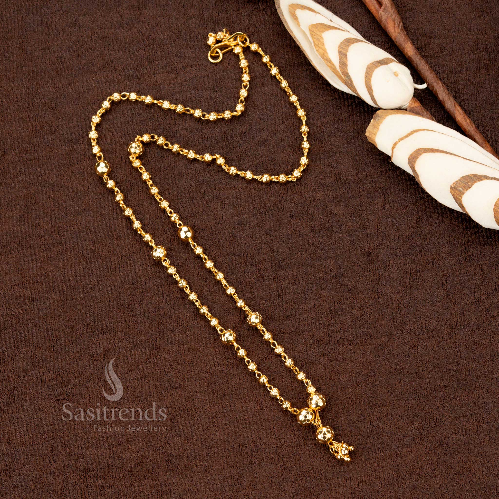 Premium quality micro gold plated 18-inch ball pattern necklace – classic and regal One Gram Jewellery for every occasion - Sasitrends