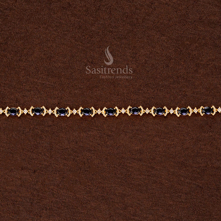 Lavender purple gold-plated hip belt featuring shimmering American diamonds, graceful craftsmanship, and an adjustable fit—an elegant choice for weddings and cultural events - Sasitrends