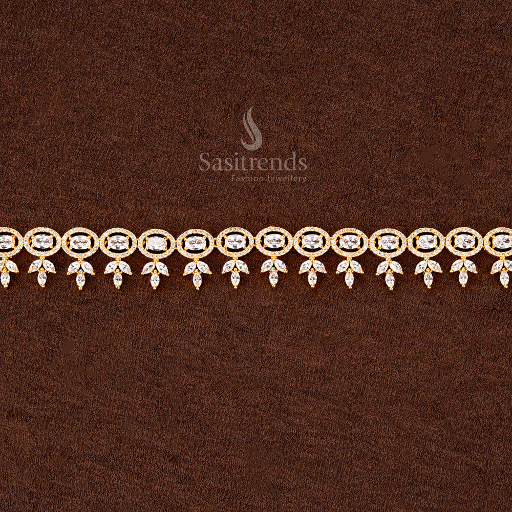 Elegant Single Line Waist Belt with AD Stones for Festive Looks - Sasitrends