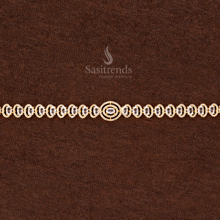 American Diamond Hip Belt with Oval Stones and Central Ring - Sasitrends
