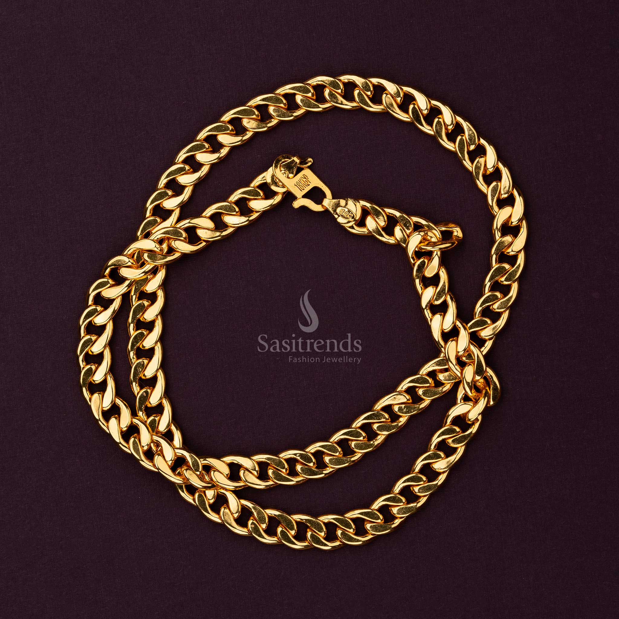 Men’s Micro Gold Plated Spiral Twisted Chain – One Gram Jewellery, Traditional Wear – Sasitrends
