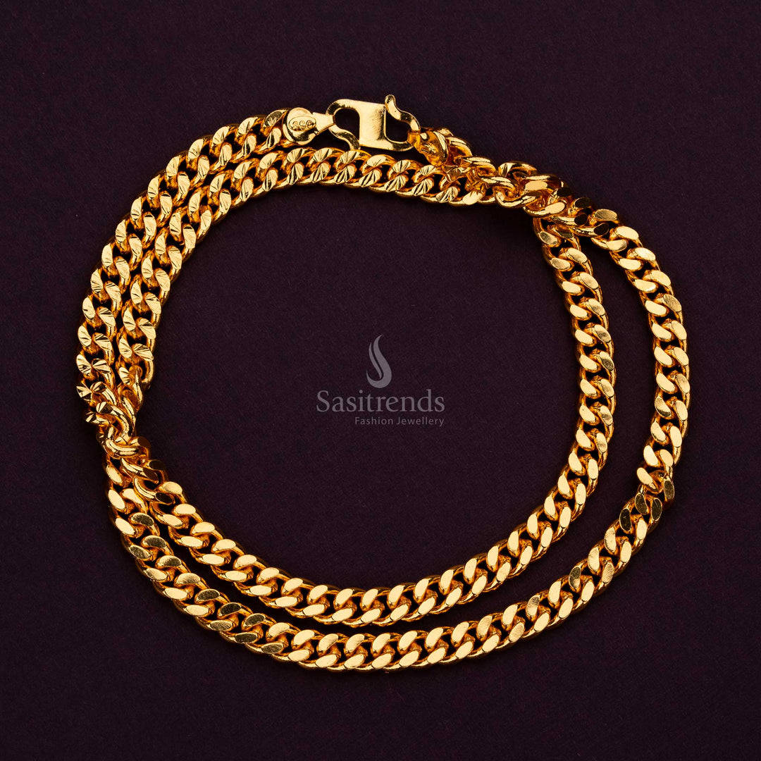 Micro Gold Plated Men's Chain – One Gram Jewellery, Interlocked Structure – Sasitrends