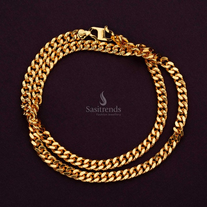 Micro Gold Plated Men's Chain with Thick Interlocked Rounded Links - Guaranteed– High-Quality One Gram Jewellery - Sasitrends