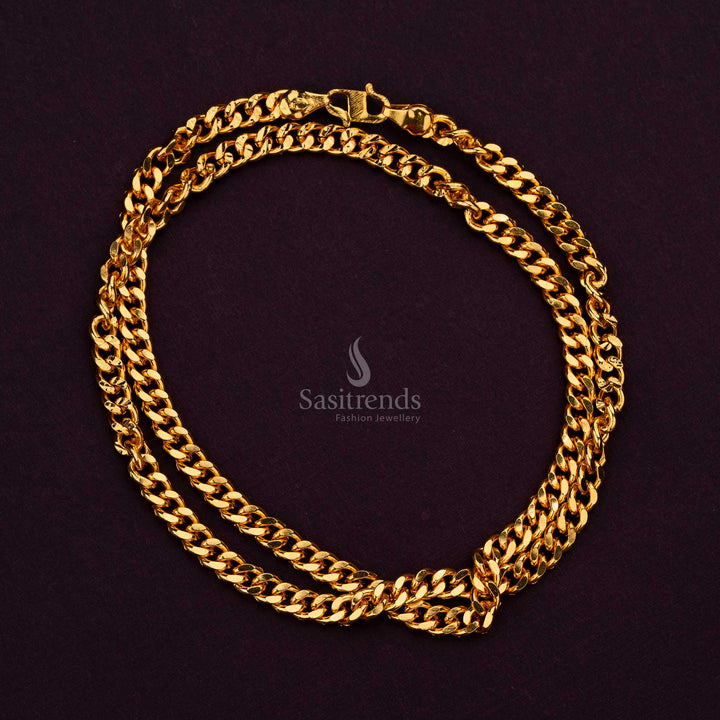 Structured Men's Chain with Gold Look Finish, Hook Closure, Traditional Style – Sasitrend