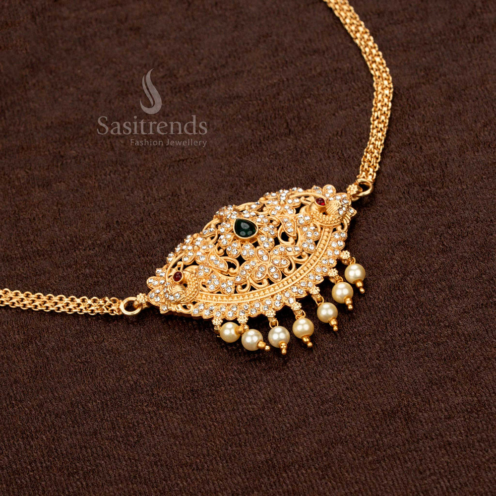 Traditional semi-circular temple choker necklace with fine craftsmanship and elegant finishing - Sasitrends