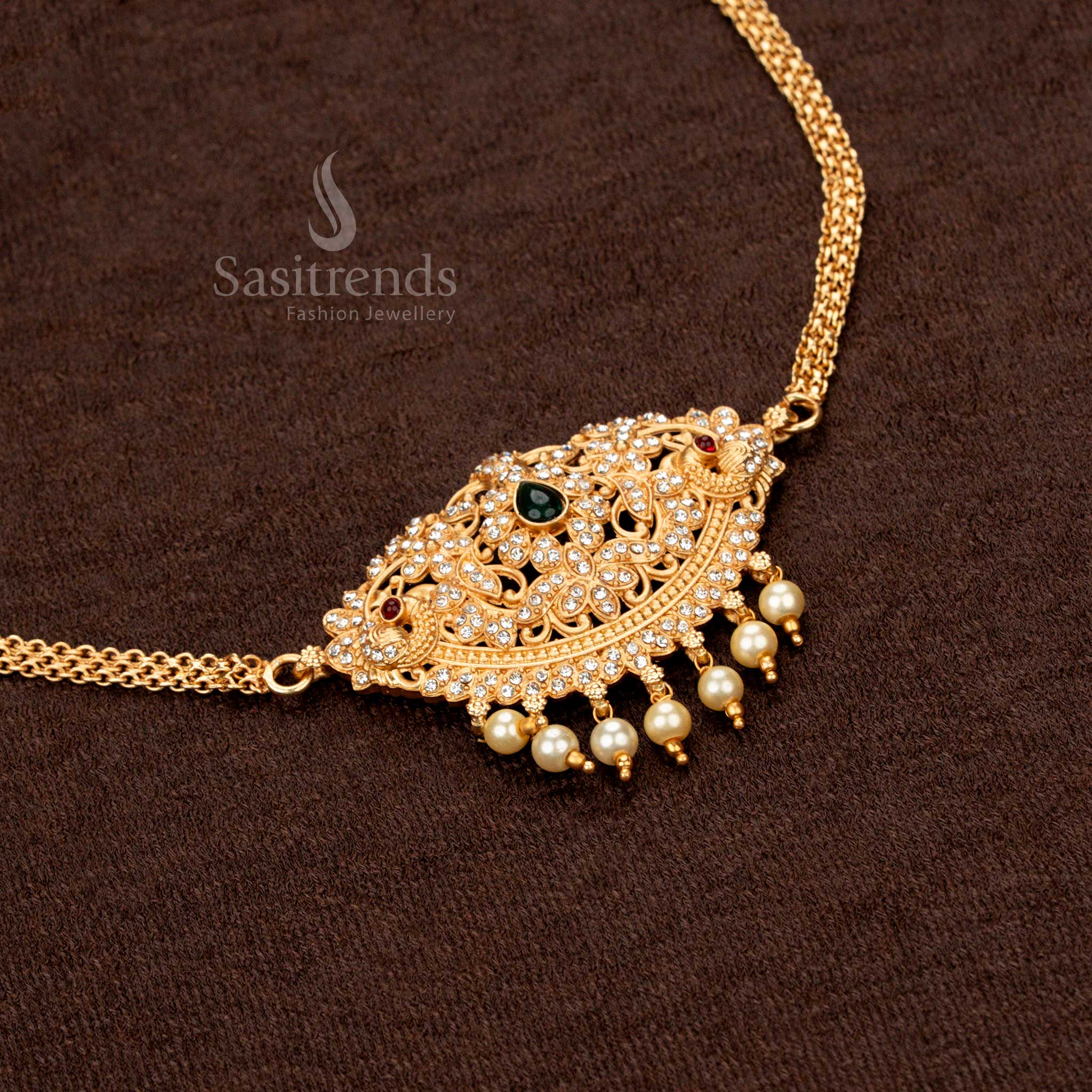 Traditional semi-circular temple choker necklace with fine craftsmanship and elegant finishing - Sasitrends