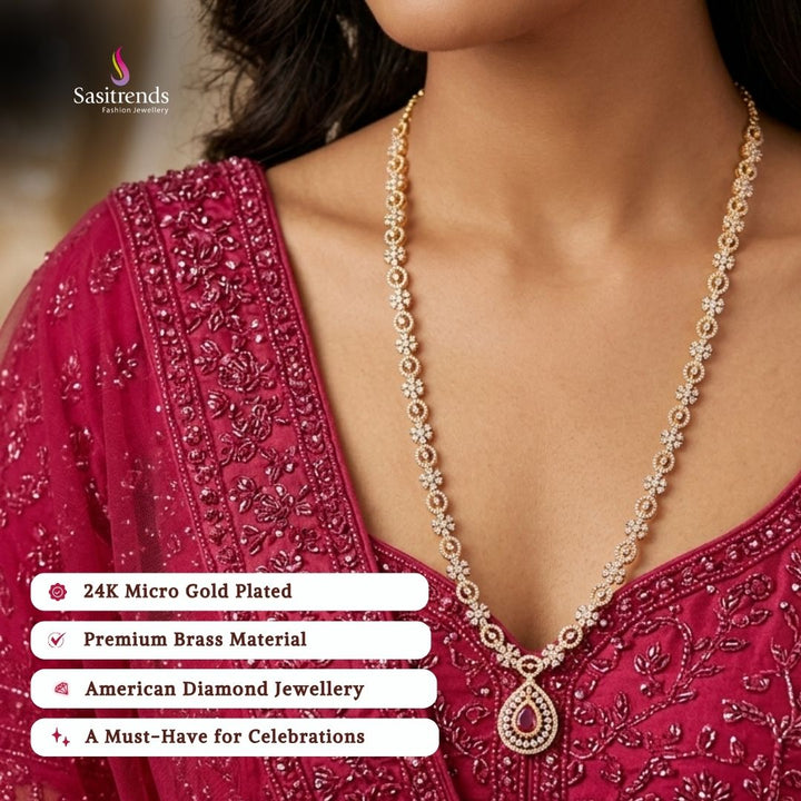Engagement wear micro gold plated AD stone necklace set - Sasitrends