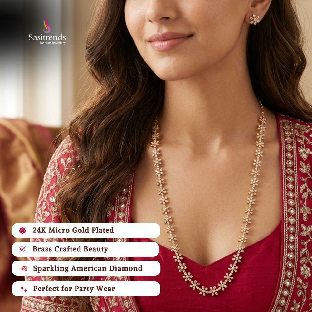 Engagement wear micro gold plated AD stone necklace set - Sasitrends