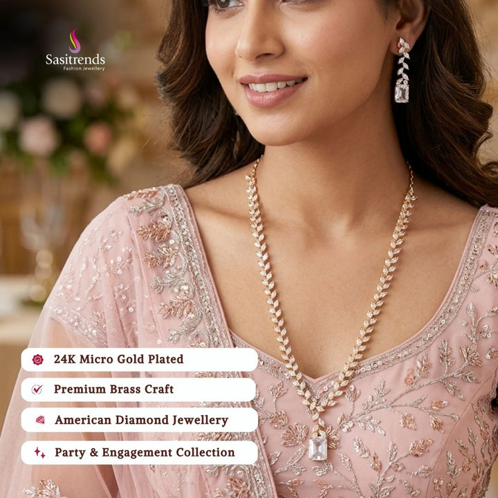 Engagement wear micro gold plated AD stone necklace set - Sasitrends