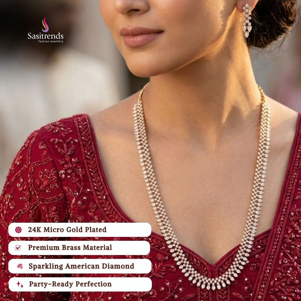 Engagement wear micro gold plated AD stone necklace set - Sasitrends
