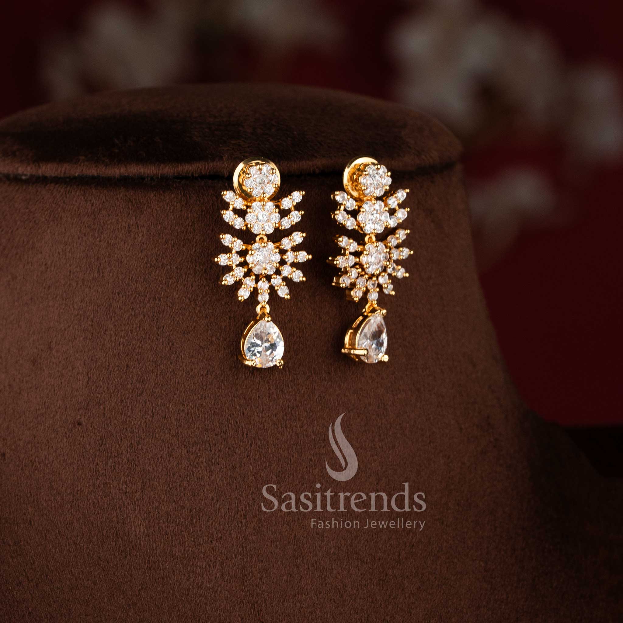 Premium 24 carat look gold plated short and long necklace set for grand silk sarees.