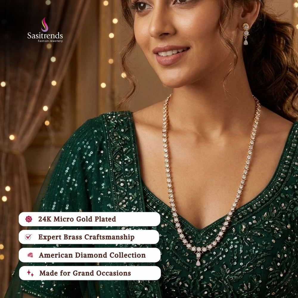 Engagement wear micro gold plated AD stone necklace set - Sasitrends