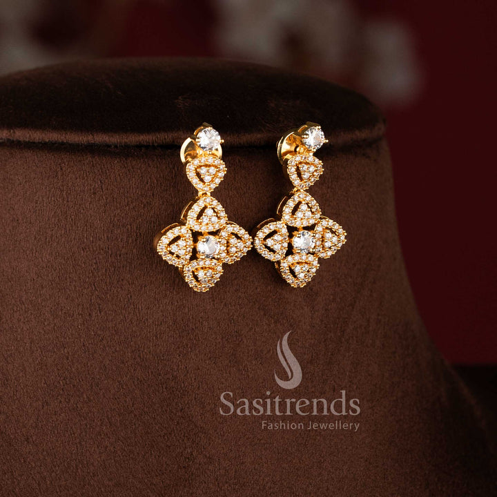 Royal Spark Vine Designer Micro Gold Plated Long Necklace Set - Sasitrends