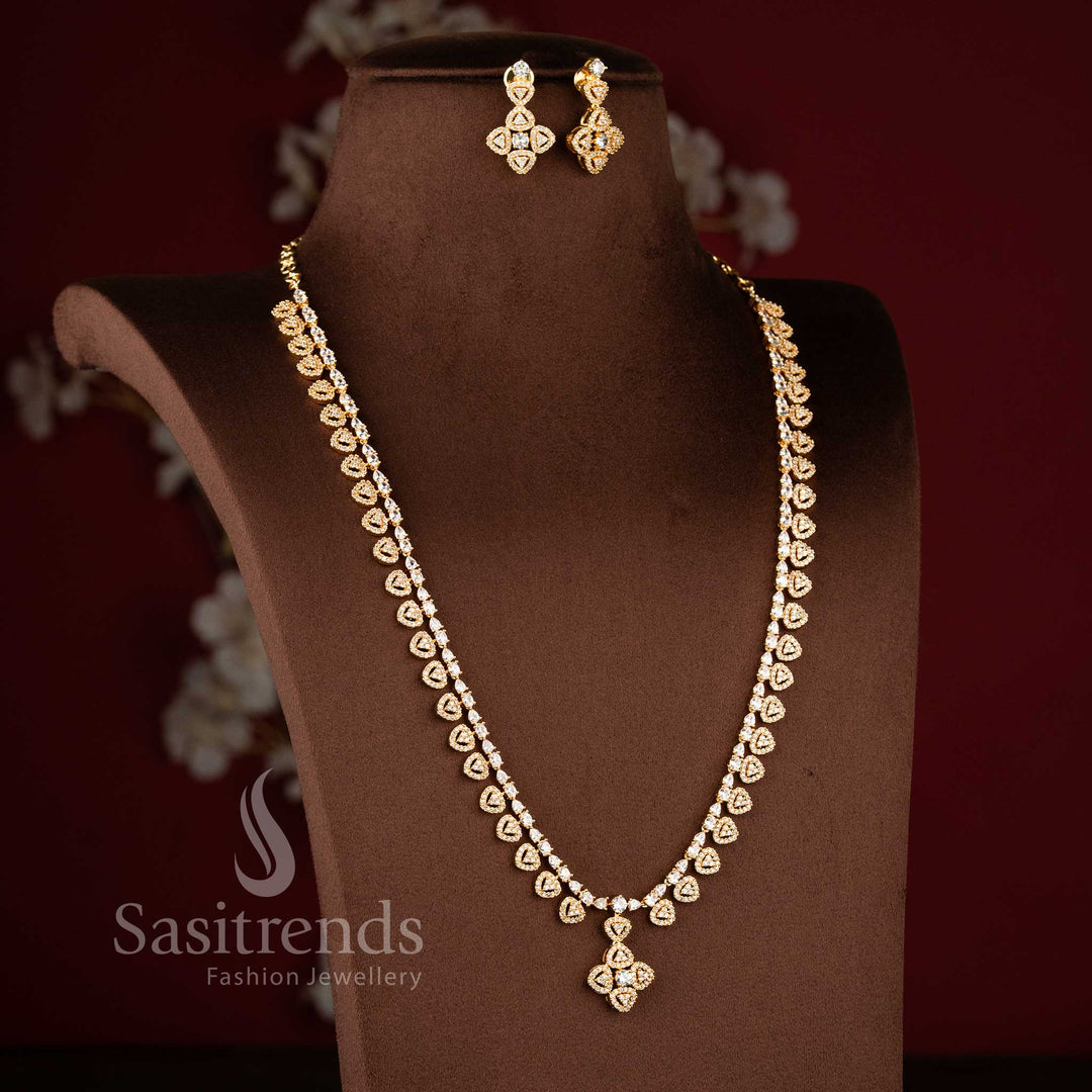 Trendy bridal wear heart vine necklace set with sparkling AD stones - Sasitrends