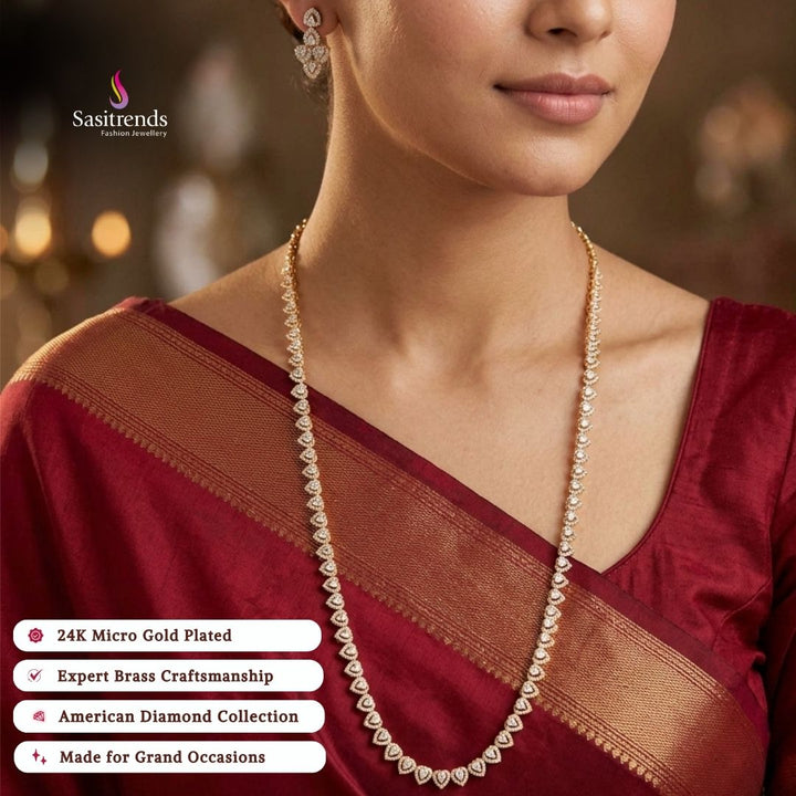 Engagement wear micro gold plated AD stone necklace set - Sasitrends