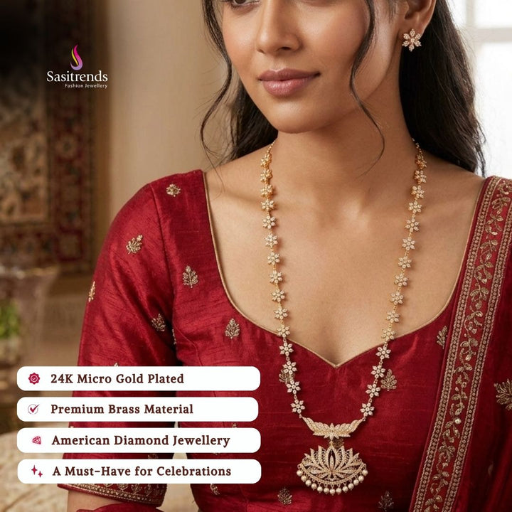 Engagement wear micro gold plated AD stone necklace set - Sasitrends