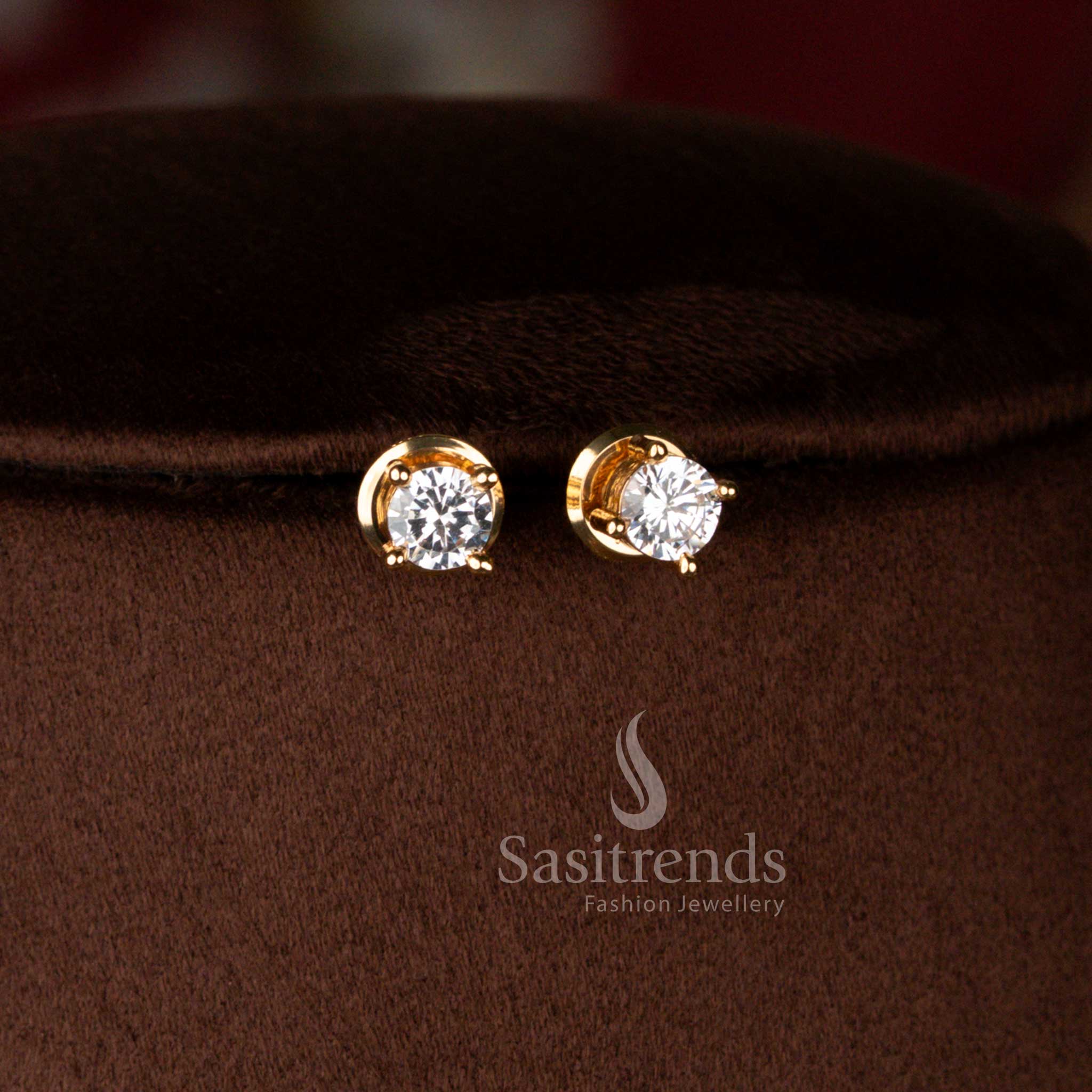 American Diamond Single Line Long Necklace Jewellery Set Featuring Brilliant Round Prong Set Stones for Women - Sasitrends