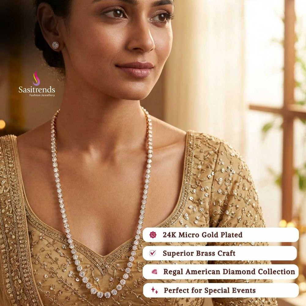 Engagement wear micro gold plated AD stone necklace set - Sasitrends