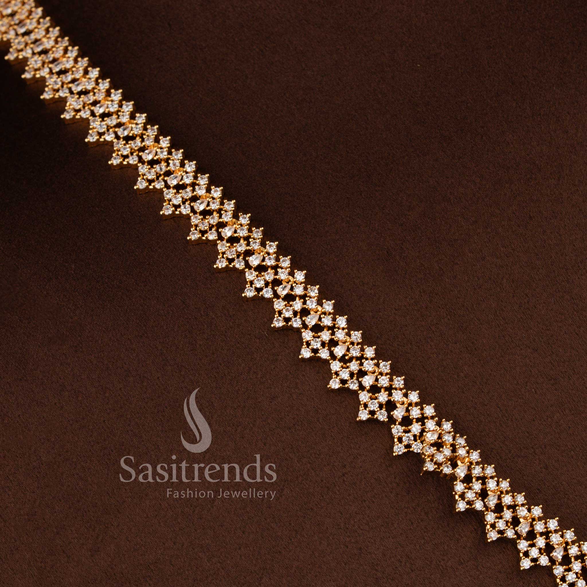 Guaranteed One Gram Micro Gold Plated bridal short and long necklace combo set for weddings - Sasitrends