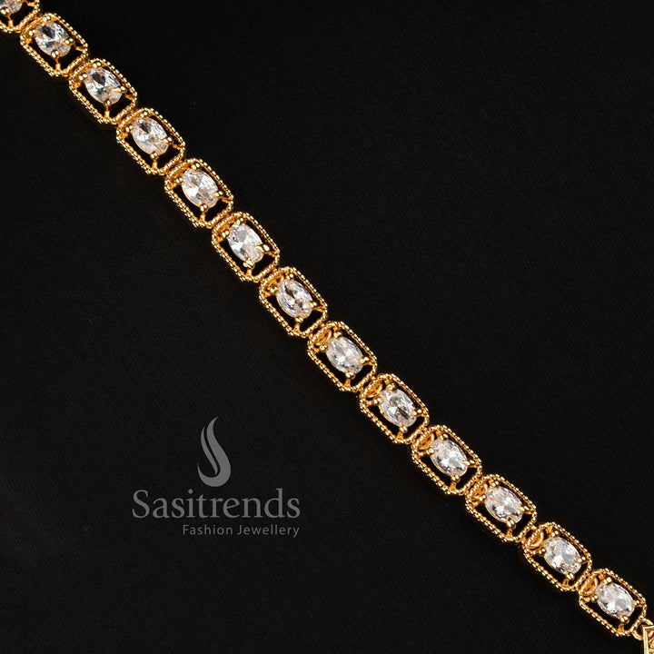 Goddess Lakshmi Pendant with Pear Shaped AD Halo and Hanging Stone Drops - Sasitrends