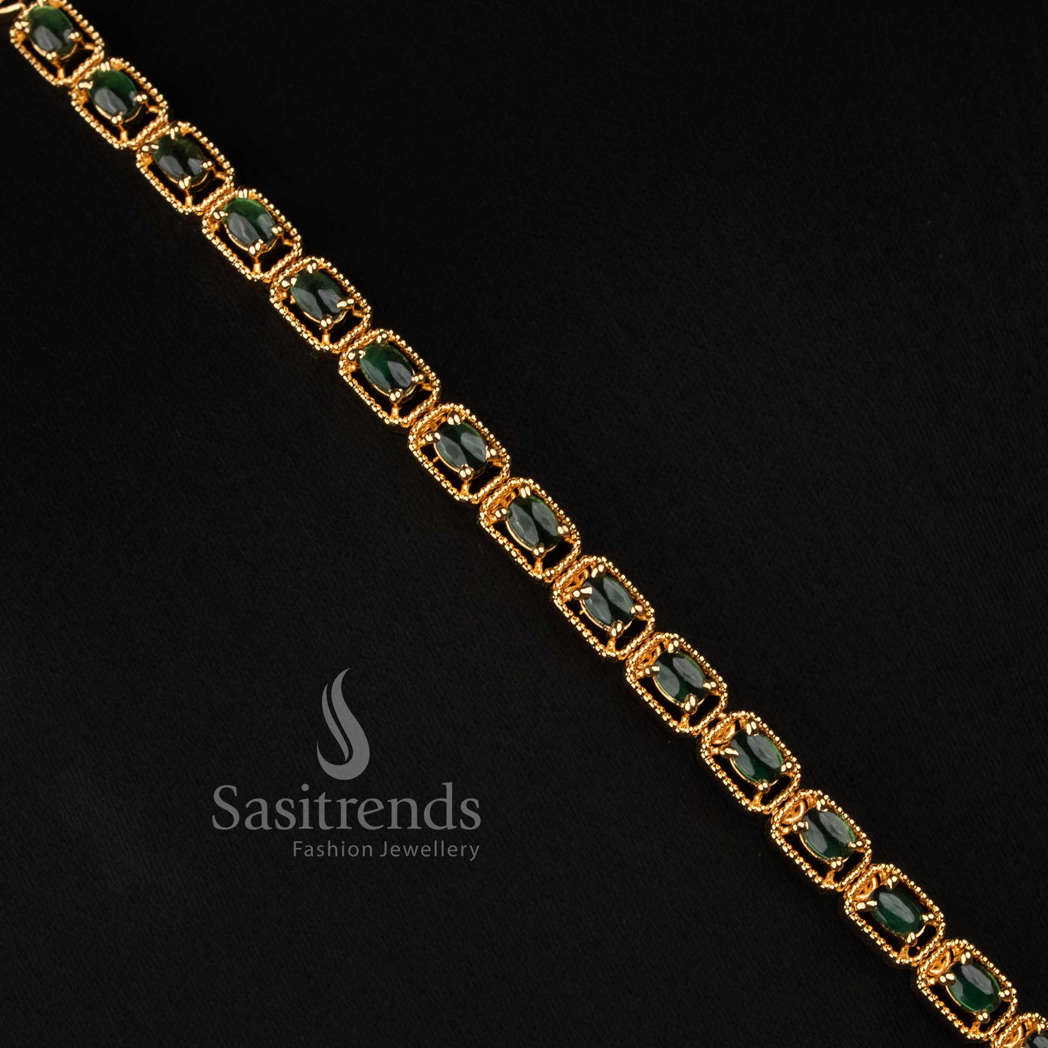 Micro Gold Plated American Diamond Lakshmi Long Haram Necklace Set for Women - Sasitrends